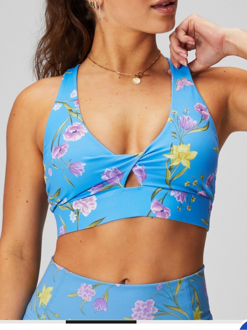Fabletics Oasis Twist Sports Bra Floral Small Athletic